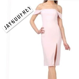 New With Tag Jay Godfrey Downie Off Solders Dress In Pale Pink Size 2